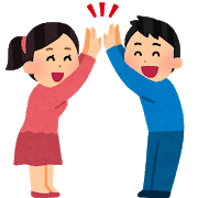 ハイタッチする男女